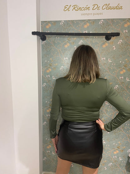 Falda polipiel elastano negra
